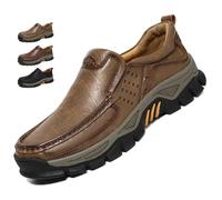 Men's Handmade Genuine Leather Orthopedic Walking Shoes (Light Brown,6)