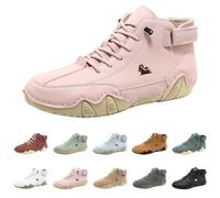 Men's Handmade High Boots Barefoot Shoes, Outdoor Non-Slip Lightweight Barefoot Shoes, Ergonomic Waterproof & Pain Relieving Leather Barefoot Shoe, Men Women Unsex Shoes, pink, 10 UK
