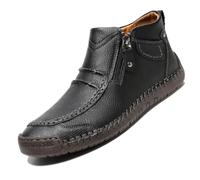 Men's Handmade Leather Driving Boots, Slip-On Leather Casual Moccasin (Black,9)