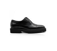 Mens Handmade Polished Real Leather Oxford Lace up Shoes 1920s Retro Rubber Lug Sole
