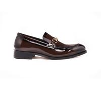 Mens Handmade Real Patent Leather Gold Snaffle bit Loafers Classy Wedding Dress Shoes [YL333-1-COFFEE-44EU,10UK]