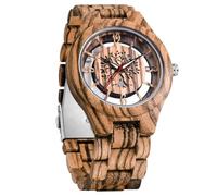 Men's Handmade Wooden Watches Mens Lightweight Analog Quartz Wood Mens Wrist Watch, brown
