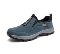 Mens Hands Free Slip in Loafers Walking on Leather Casual Comfortable Hiking Shoes All-Terrain Trekking for Men(Blue,8.5)
