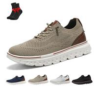 Men's Hands Free Slip on Oxford Shoes,Arch Support Breeze Shoes for Men Sneakers,Comfortable Breathable Wide Toe Box(Khaki,8.5 UK)