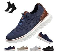 Men's Hands-Free Slip-On Oxford Shoes, Slip On Casual Dress Shoes, Comfortable Breathable Wide Toe Box(Blue,6.5 UK)