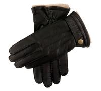 Dents Gloucester Men's Handsewn Cashmere Lined Deerskin Leather Gloves with Cashmere Cuffs BLACK 9