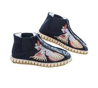 Men's Hanfu Boots Traditional Canvas Shoes Spring Autumn Flat Embroidered Ethnic Cloth Shoes Chinese Hanfu Costume Boots (5,black2)