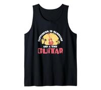 Mens Happiness is Sunshine and A Tiny Guitar Funny Ukulele Player Tank Top