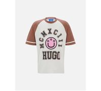 Men's Happy Hugo Print Loose-Fit T-Shirt - White - Size: 36