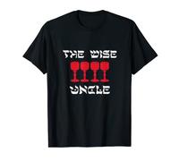 Mens Happy Passover The Wise Uncle Four Cups WINE Matzah Jewish T-Shirt