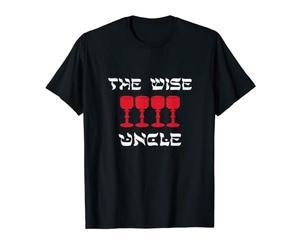 Mens Happy Passover The Wise Uncle Four Cups WINE Matzah Jewish T-Shirt
