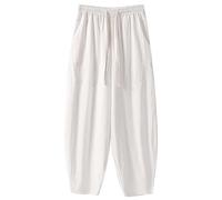 Men's Harem Pants Fashion, Men's Harem Pants Yoga Goa Pants Sarouel Baggy Yoga Pants Summer Pants Breathable Comfortable Leisure Pants With Drawstring Streetwear(White,XL)