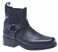 Mens Harley Biker Cowboy Ankle Harness Boots Black Leather Size 11