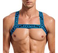 Mens Harness Mens Stretch Fitness Shoulder Strap Mens Crop Top Chest Muscle Harness Mens Shoulder Bandage Strap, blue, Small/Medium