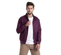 Mens Harrington Jacket Classic Retro Water-Repellent Outwear Stylish Design with Elasticated Cuffs, Metal Zip, Flap Pockets - Lightweight, Comfortable, Washable (M, Wine)