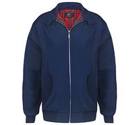 Mens Harrington Jacket Sizes S- 5XL Full Zip Coat with Tartan Lining Light Weight Top Vintage Retro Look and Feel Classic Collar Bomber Navy
