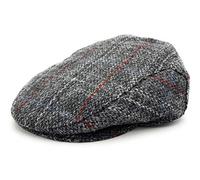 Mens Harris Tweed Flat Cap Comfort Fit Quilted Lining Made in Scotland S-XXL (UK, Alpha, S, Grey Check)