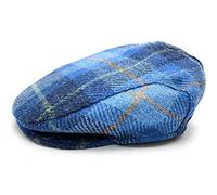 Mens Harris Tweed Flat Cap Comfort Fit Quilted Lining Made in Scotland S-XXL (UK, Alpha, XL, Blue Check)