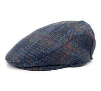 Mens Harris Tweed Flat Cap Comfort Fit Quilted Lining Made in Scotland S-XXL (UK, Alpha, XL, Navy Houndstooth Check)
