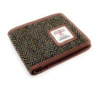 Mens Harris Tweed Trifold Wallet Purse (Brown)