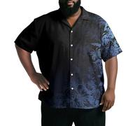 Mens Hawaiian Button Down Shirt | Mens Vacation Shirts Button Down - Lapel Tops Summer Casual Vacation Blue Color Leaves 8XL