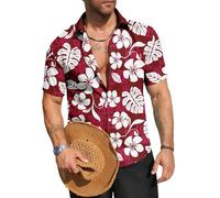 Men's Hawaiian Floral Shirts Casual Tropical Beach Short Sleeve Funky Aloha Shirt Summer Holiday Vacation Party (UK, Alpha, 4XL, Regular, Regular, #11)