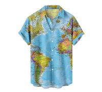 Mens Hawaiian Shirt 3D Print Casual Button Down Beach Holiday Aloha Short Sleeve Shirt tee Shirts Mens Small Button Down Polo Shirts for Men Mens Tank top Vest Pack (Sky Blue, XXL)