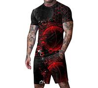 Mens Hawaiian Shirt and Short Set Men's Polo Sweatsuit Sets Casual Long Sleeve 2 Piece Outfit Fashion Jogging Tracksuit Hippie Outfit Jogger Sets Sales Clearance Red