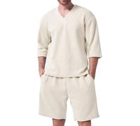 Men's Hawaiian Shirt and Shorts Sets,Men's Casual Suits Outdoor Activities Comfortable Fit In Solid Design Ideal Summer Leisure Perfectly Paired With Sunglasses Easy Care Washable Fabrics