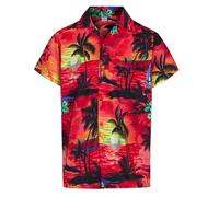 MENS HAWAIIAN SHIRT PALM TREE STAG BEACH HOLIDAY ALOHA SUMMER FANCY DRESS S -2XL