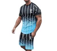 Mens Hawaiian Shirts and Shorts Set 2 Pieces Tropical Outfit Long Sleeve Henley Shirts and Casual Beach Shorts with Pockets Summer Yoga Outfits Leisure Outfits Active Sets