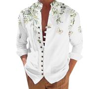 Mens Hawaiian Shirts Beach Party Beach Shirt 3D Printed Aloha Shirt Classic Casual Vacation Shirts Buttons Long Sleeve Top (Green, M)