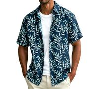 Mens Hawaiian Shirts Casual Short Sleeve Summer Shirts Tropical Floral Button Down Shirt Lightweight Open Front Shirt with Pocket Funky Beach Holiday Shirt Tops for Sea Cruise Party