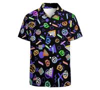 Mens Hawaiian Shirts Holiday Clothes, Romantic Summer Feel Individualistic Light and Elegant with Buttons Rich Layered Prints Vacation Soft and Chic Against the Skin