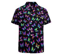 Mens Hawaiian Shirts Holiday Clothes, Romantic Summer Feel Individualistic Light and Elegant with Buttons Rich Layered Prints Vacation Soft and Chic Against the Skin