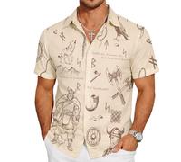 Men's Hawaiian Shirts, Novelty Patterned Button Down Casual Shirts, Summer Beach Theme Party Short Sleeve Shirts
