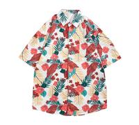 Mens Hawaiian Shirts Sale Clearance, Short Sleeve Casual Boho Floral Print Blouses Button Down Shirt Tropical Holiday Summer Beach T-Shirts Lapel Collared Top Men Vacation Tees Plus Size S-XXL White