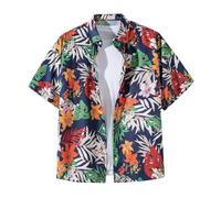 Mens Hawaiian Shirts Sale Clearance, Short Sleeve Casual Boho Floral Print Blouses Button Down Shirt Tropical Holiday Summer Beach T-Shirts Lapel Collared Top Men Vacation Tees Plus Size S-XXL Navy