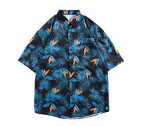 Mens Hawaiian Shirts Sale Clearance, Short Sleeve Casual Boho Floral Print Blouses Button Down Shirt Tropical Holiday Summer Beach T-Shirts Lapel Collared Top Men Vacation Tees Plus Size S-XXL Blue