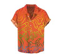 Mens Hawaiian Shirts Short Sleeve Funny Button Down Summer Holiday Shirts for Men Stag Do Beach Party Orange M