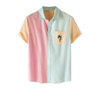 Men's Hawaiian Shirts Summer Short Sleeve Floral Shirts Casual Beach Shirt Thermal tee Shirts for Men Adult Mens Navy Polo Shirt Large Orange Tank top Men (Blue, XXXXL)