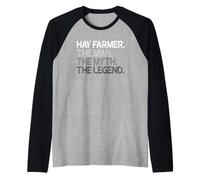 Mens Hay Farmer Man The Myth Legend Design Raglan Baseball Tee