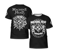 Men's Head Metal Band Machine T-Shirts Short Sleeve Tee Shirts Crewneck Casual Regular Print Cool Summer Fashion Top Tees, S-3XL