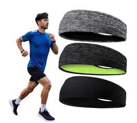 Mens Headband, 3 Pcs Sweat Bands Running Headbands Men Sweatbands For Men Head Bands Non-Slip Quick Dry Sports Headband For Cycling Basketball Racquetball Working Out Yoga Training