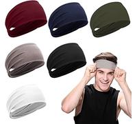 Mens Headband,6 Pack Sweat Bands for Men Women,Elastic Sports Headband