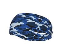 Mens Headband Blue Camo Print Workout Sweatband Sweat Wicking Mens Sweat Bands Fashion Sweatband For Sports For Adult Running Exercise
