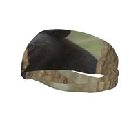 Men's Headbands Sport Sweatbands Moisture Wicking Wide Sweatband Stretchy Performance Headband Black Bear Mother and Cub Wrist Bands Unisex Hairband Running Head Band for Men