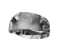 Men's Headbands Sport Sweatbands Moisture Wicking Wide Sweatband Stretchy Performance Headband Black White Tiger Wrist Bands Unisex Hairband Running Head Band for Men