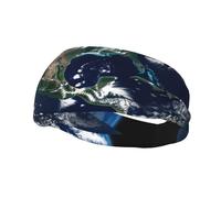 Men's Headbands Sport Sweatbands Moisture Wicking Wide Sweatband Stretchy Performance Headband Blue Marble Earth Wrist Bands Unisex Hairband Running Head Band for Men