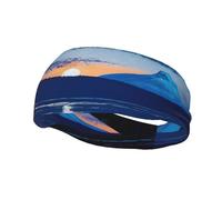 Men's Headbands Sport Sweatbands Moisture Wicking Wide Sweatband Stretchy Performance Headband Blue Sunset Wrist Bands Unisex Hairband Running Head Band for Men